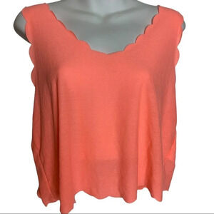 Topshop Womens Crop Top  Pink Coral Scallop V-Neck Sleeveless SIZE 12